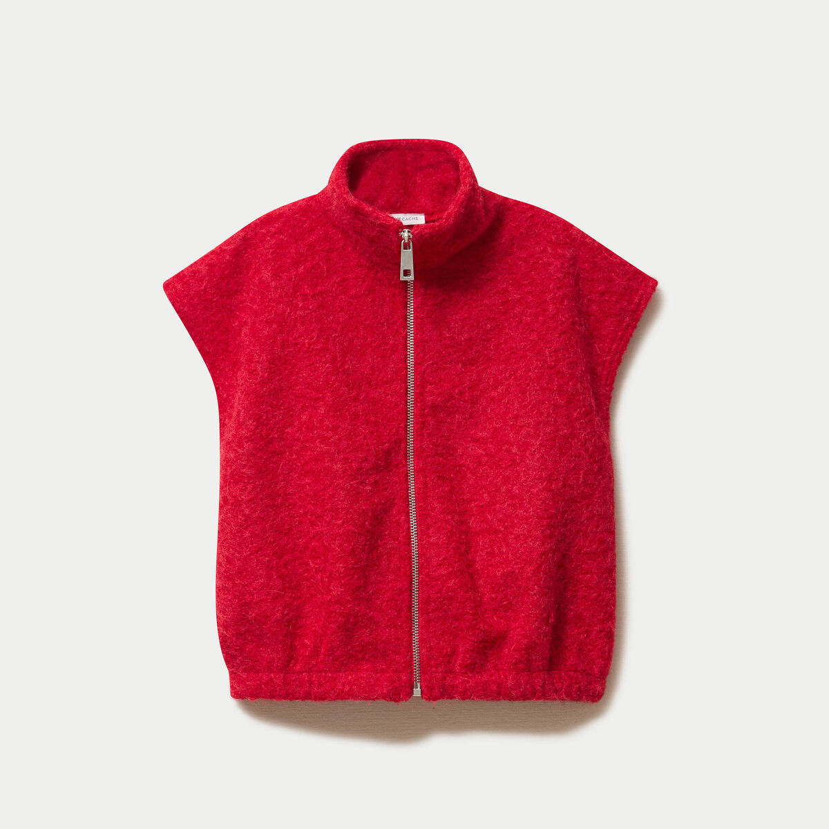 Veste sans manches col montant rouge femme