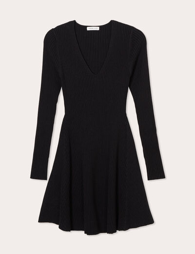 Robe tricot patineuse c&ocirc;tel&eacute;e noir femme