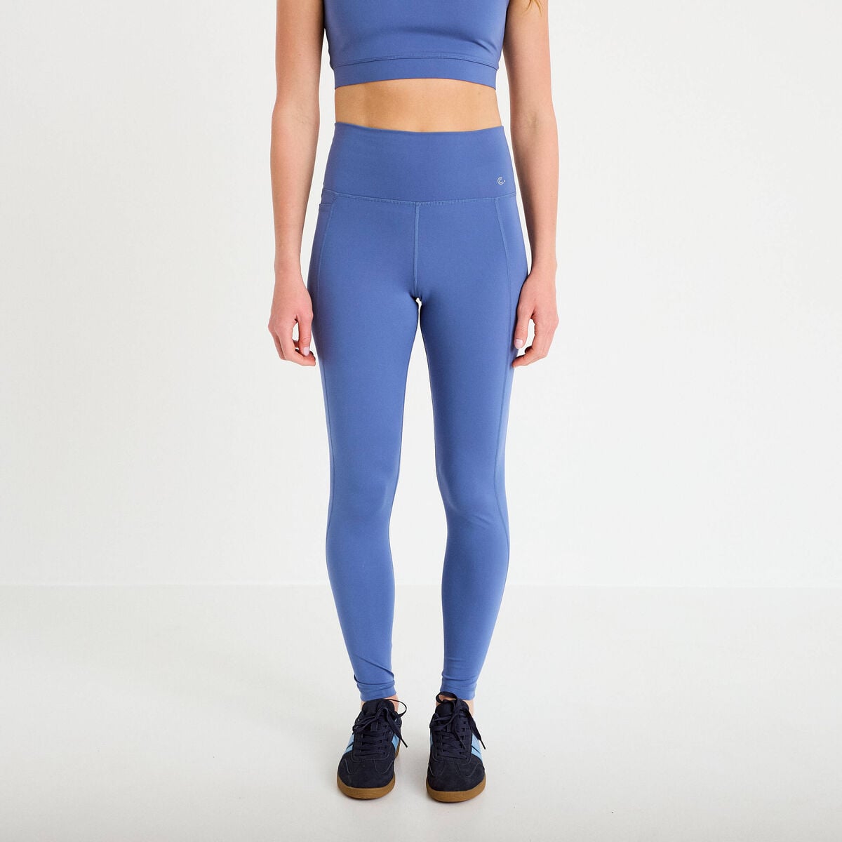 Leggings taille haute bleu fonc&eacute; femme