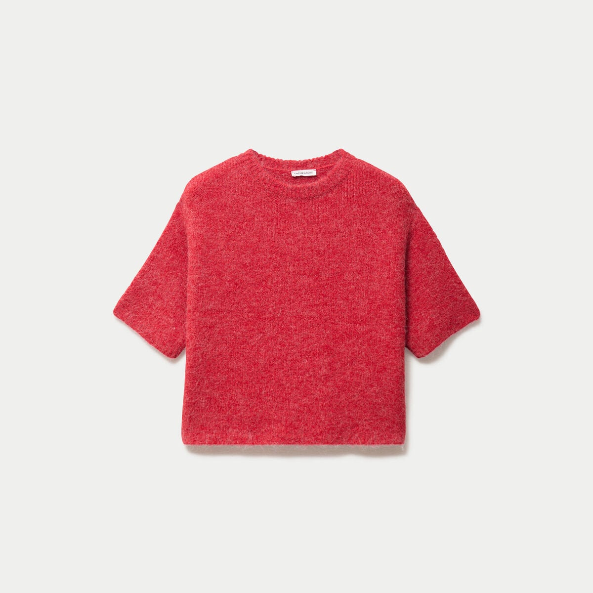 Pull manches courtes rouge femme