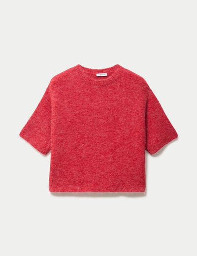 Pull manches courtes rouge femme