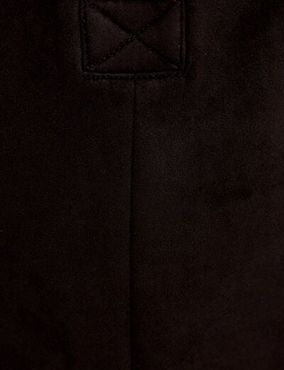 Robe droite 3/4 manches courtes daim noir femme