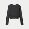 Cache-coeur droit manches longues gris fonc&eacute; femme