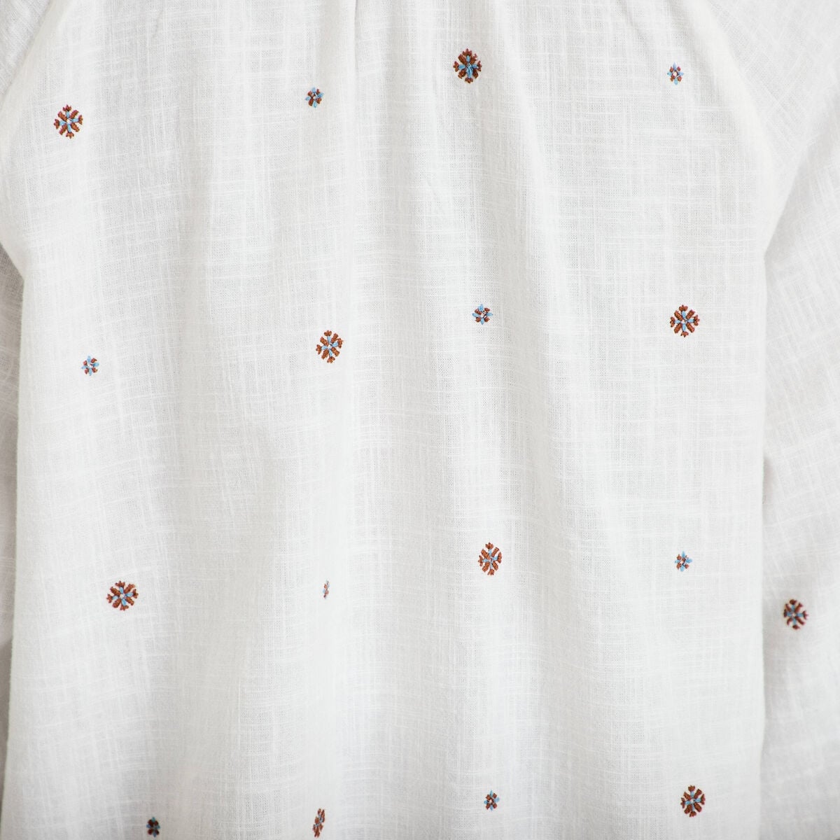 Blouse ample col tunisien manches 3/4 ecru femme