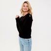 Pull fin col rond manches longues noir femme