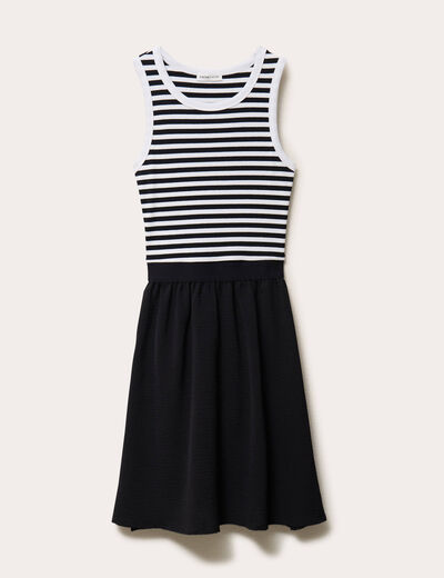 Robe courte &eacute;vas&eacute;e sans manches col rond bleu marine femme