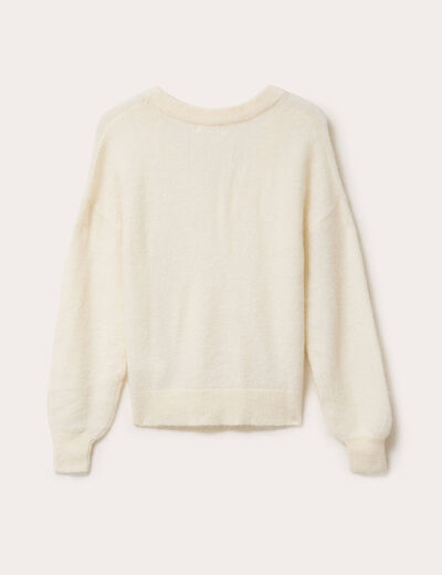 Pull duveteux ecru femme