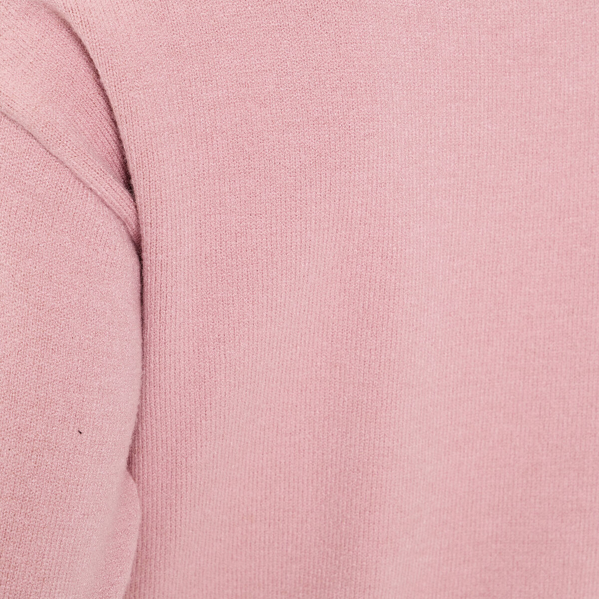 Pull fin col rond manches longues rose poudr&eacute;e femme