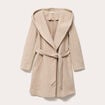 Manteau ceintur&eacute; &agrave; capuche beige femme