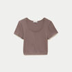 Crop top sans couture col rond marron clair femme