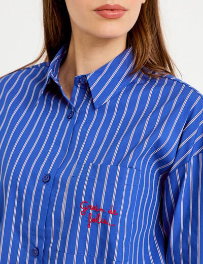 Chemise oversize manches longues bleu femme