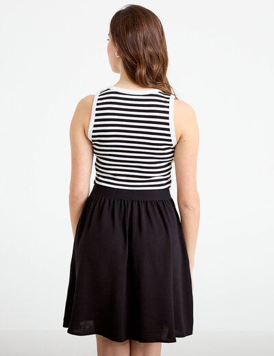 Robe courte &eacute;vas&eacute;e sans manches col rond bleu marine femme