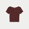 T-shirt c&ocirc;tel&eacute; manches courtes marron femme