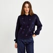Sweat &agrave; capuche brod&eacute; manches longues bleu femme