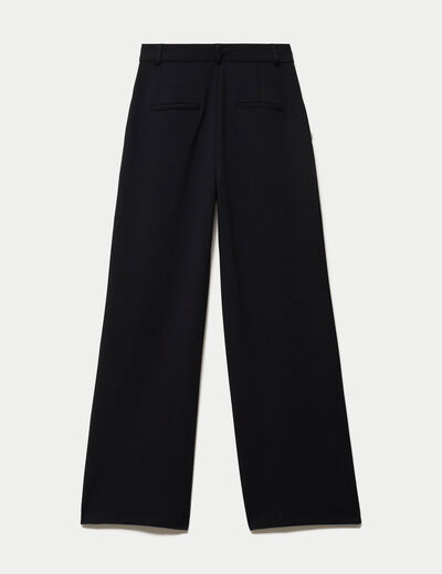 Pantalon bootcut taille haute en maille noir femme
