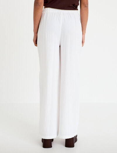 Pantalon large taille standard blanc femme