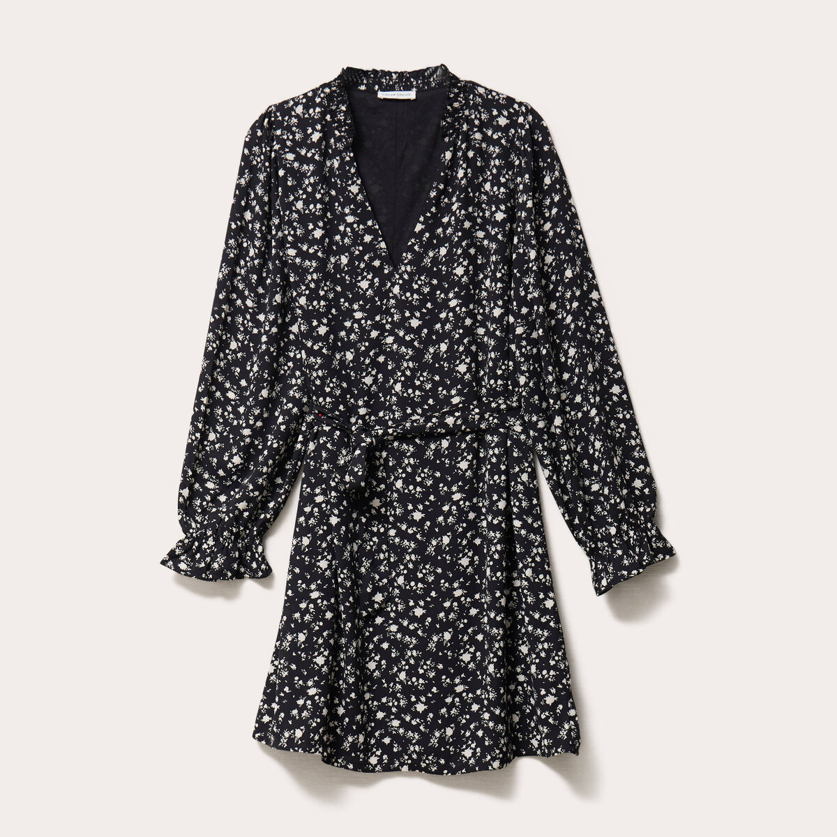 Robe droite ceintur&eacute;e blanc femme