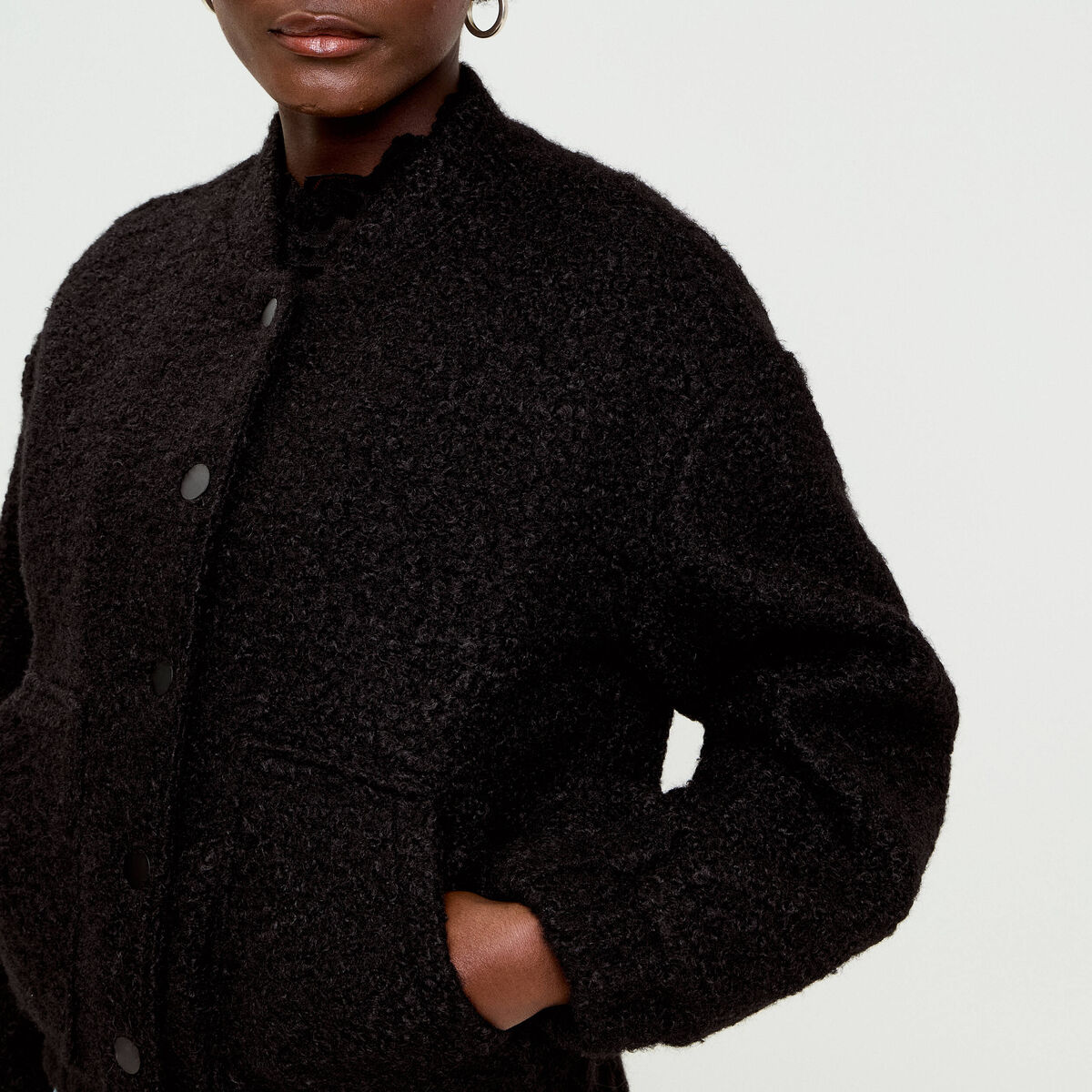Veste teddy bouclette noir femme
