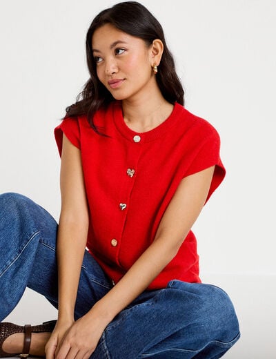 Gilet ample sans manches rouge femme
