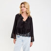 Blouse col V en dentelle noir femme