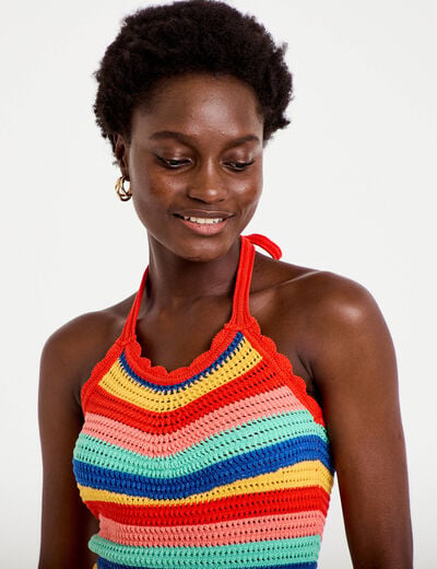 D&eacute;bardeur dos nu en crochet rouge femme