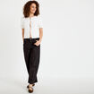 Gilet droit court manches courtes ecru femme