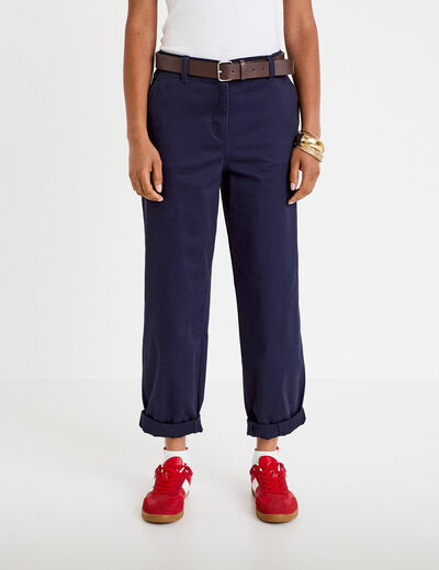 Pantalon chino avec ceinture amovible bleu marine femme