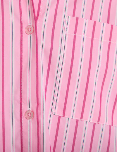 Chemise oversize col classique rose vif femme
