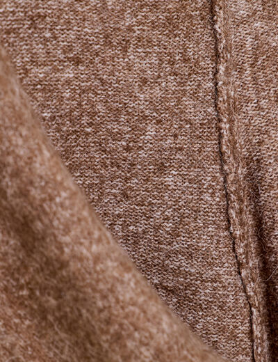 Pull &agrave; capuche manches longues marron clair femme