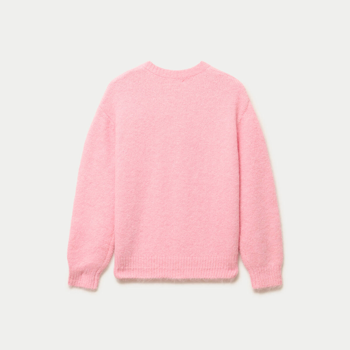 Gilet ample col rond manches longues rose femme