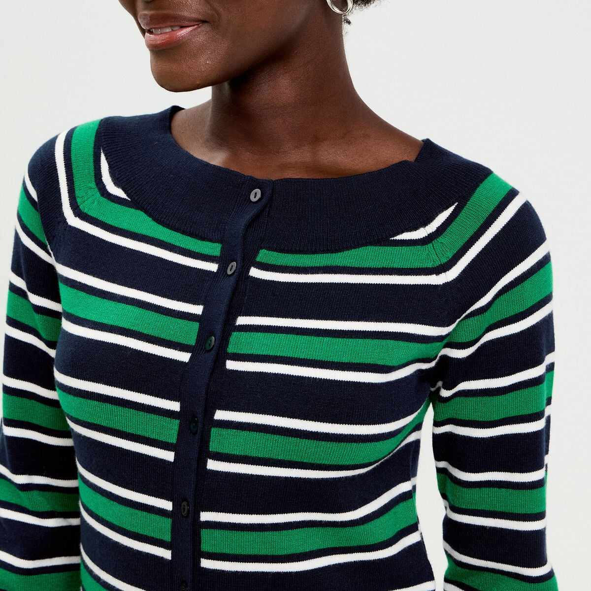 Gilet col bateau bleu marine femme