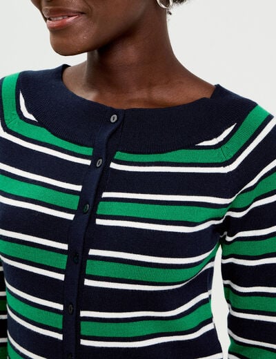 Gilet col bateau bleu marine femme