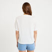 T-shirt col rond manches courtes brod&eacute; ecru femme