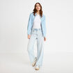 Jeans wide leg taille haute denim bleach femme