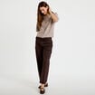 Jean barrel taille standard marron fonc&eacute; femme