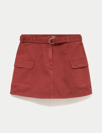 Jupe-short trap&egrave;ze courte vieux rose femme