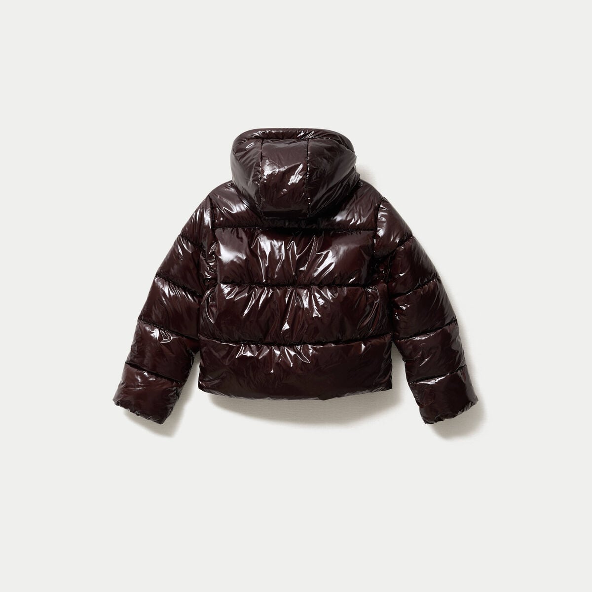 Doudoune bas resserr&eacute; manches longues marron fonc&eacute; femme