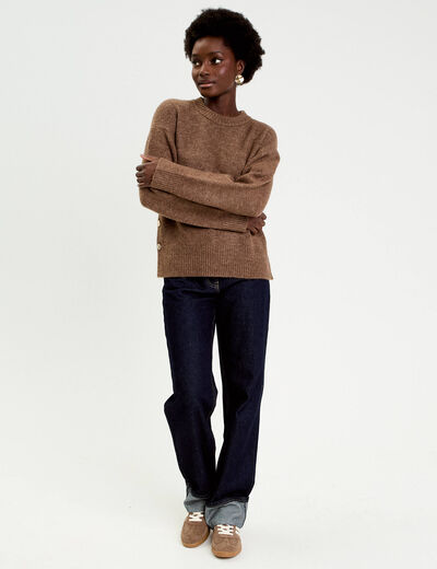 Pull manches longues marron clair femme
