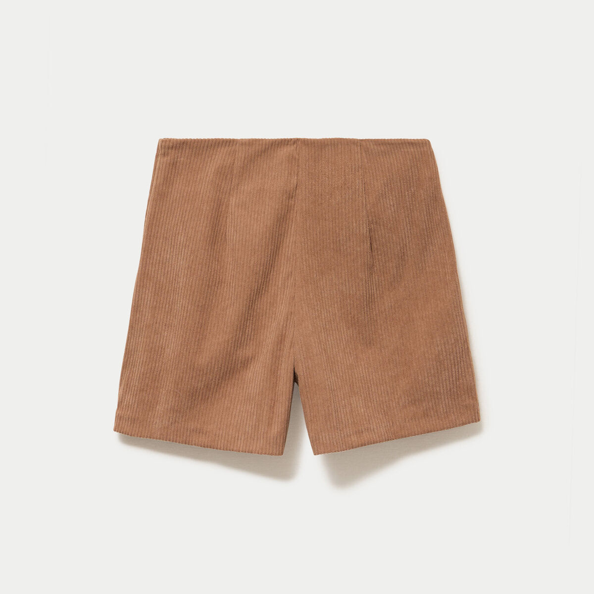 Jupe courte trap&egrave;ze en velours camel femme