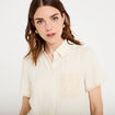 Chemise col classique manches courtes ecru femme