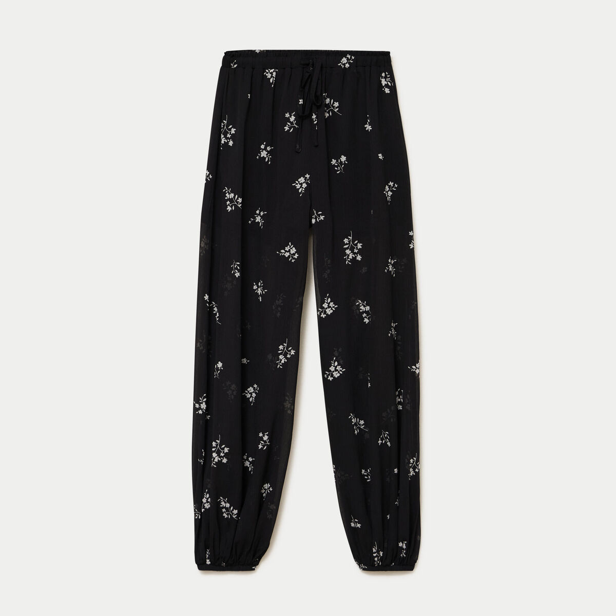 Pantalon large en voile taille standard noir femme