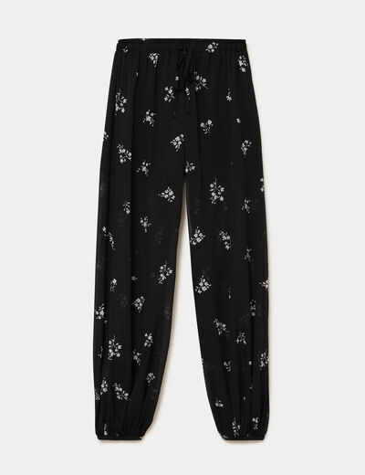 Pantalon large en voile taille standard noir femme