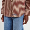 Chemise oversize manches longues marron femme