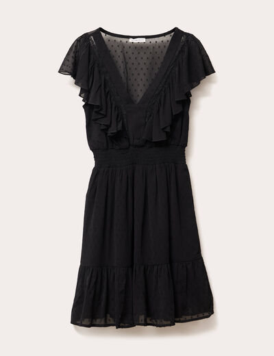 Robe &eacute;vas&eacute;e plumetis noir femme