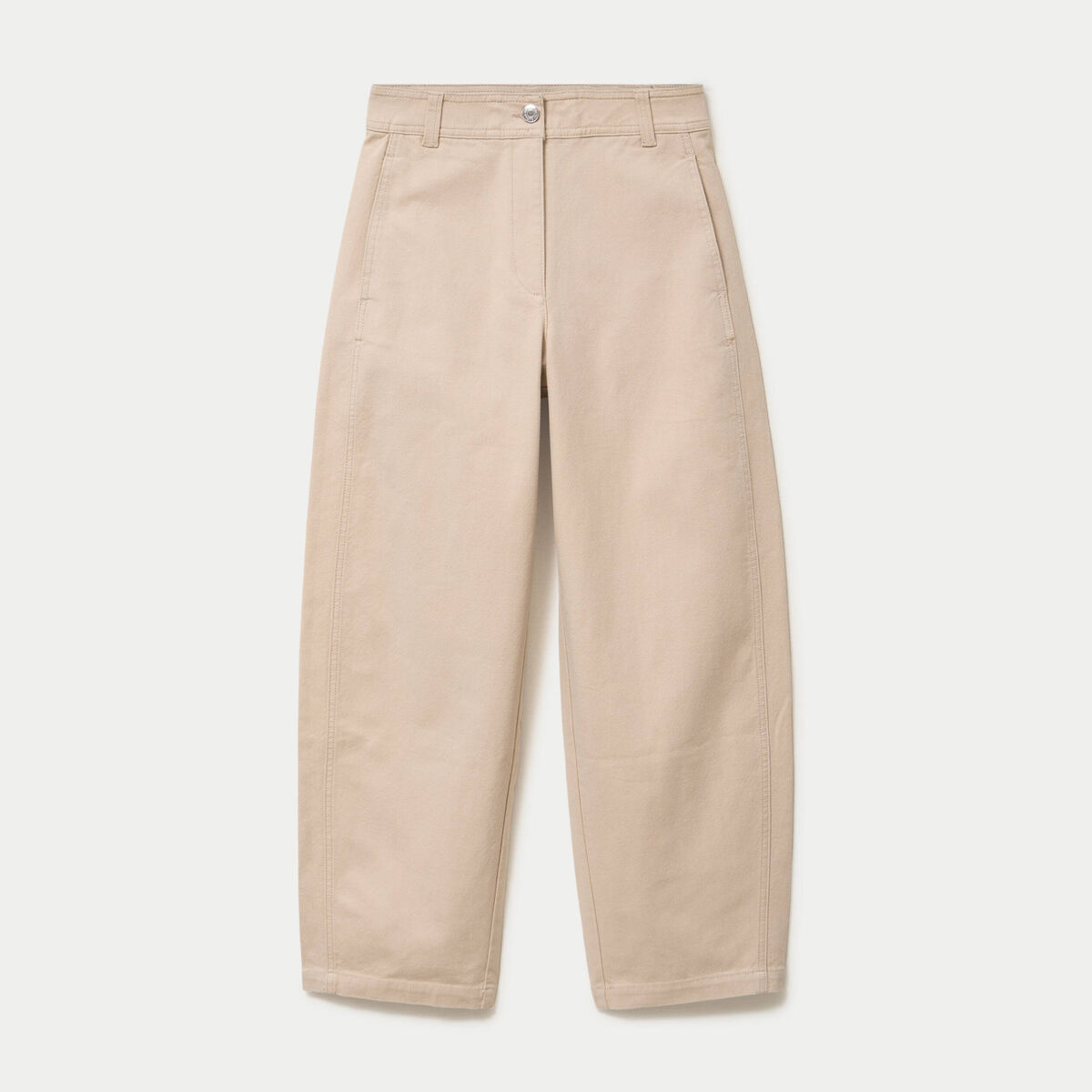 Pantalon chino coupe barrel beige femme