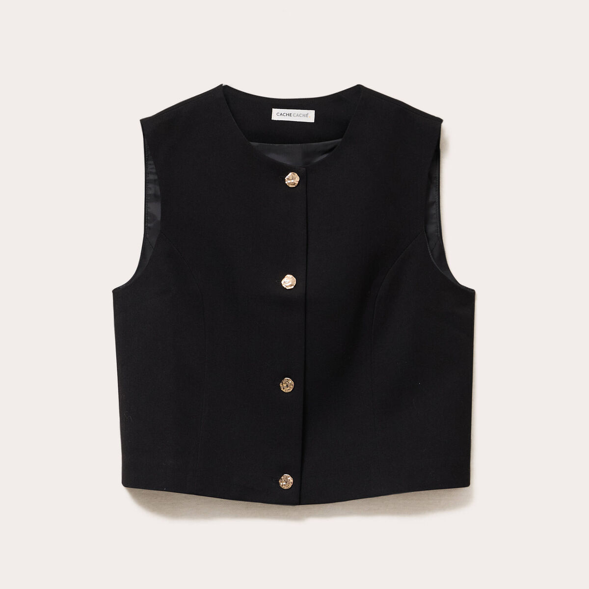 Gilet court sans manches noir femme