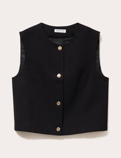 Gilet court sans manches noir femme