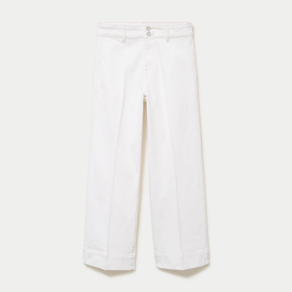 Jean wide leg taille haute denim blanc femme