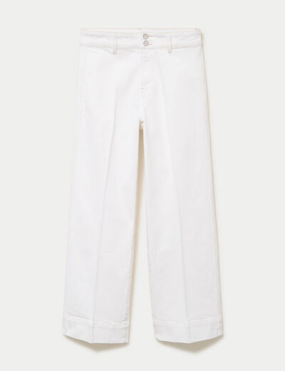 Jean wide leg taille haute denim blanc femme