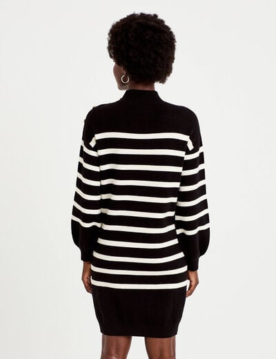 Robe pull droite manches longues noir femme